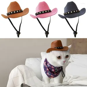 Hundkläder 2023 British Pet Hat Star Cowboy Supplies Justerbar kostym Top Headwear Dogs Caps Sun For Cat