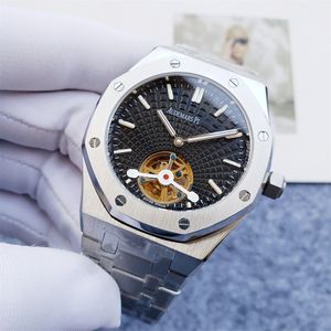 Высококачественный лучший бренд Audexxx Pigxxx Oak Offshore Tourbillon Series Мужские часы Полностью стальной ремешок Сапфировое зеркало 42 мм Автоматические механические часы Мужские часы