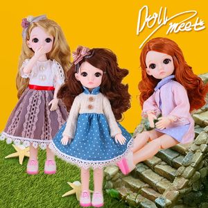 Bebekler 16 bjd kızlar için döner sevimli kıyafetler güzellik makyajı kawaii bebek ürünleri aksesuarlar gri gözler 30 cm diy oyuncaklar çocuk 230427