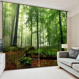 Curtain Modern Curtains For Living Room Po Forest Landscape Cotton Window Blackout Drapes Green