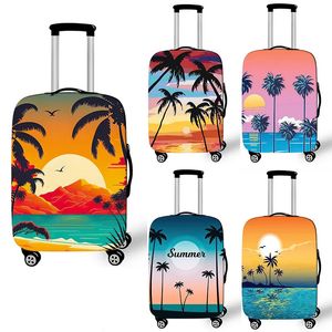 Sacchi di roba Albero Hawaiian Beach Stampa Copri bagaglio Sunset Coconut Donna Uomo Viaggio Valigia Protettiva Coperture Horus Trolley Case Regalo 231124