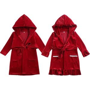 Pigiama Natale Accappatoi per bambini Accappatoi con cappuccio in velluto rosso Bambini Camicia da notte per Babbo Natale Ragazzi Ragazze Pigiama fratello 231128