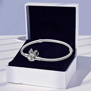 Charm Bracelets Authentic 925 Sterling Silver Little Mouse Clasp Bracelet with Original Box for Pandora Snake Chain Charms Women Girls Party Jewelry Set AJRV