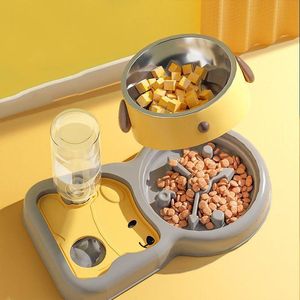 Ciotola per cani con alimentatore lento Ciotola per cibo per cani con bottiglia d'acqua Dispenser di cibo e acqua per cani Ciotola per acqua per cani Cuccioli Accessori per cani