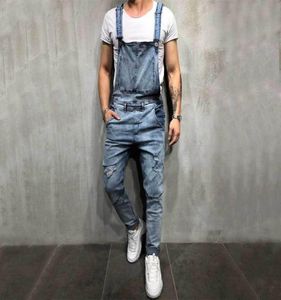 Men039S rippade jeans jumpsuits ankel längd bokstavstryck orolig denim hakgängs overaller för män suspender pants8053233