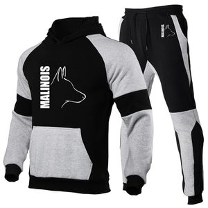 Men's Suits Blazers Silly Dog Belgian Malinois Men's Fashion Tracksuits Autumn Hoodies Sweatpants Two Pieces Hooded Casual Suits Clothes 231127