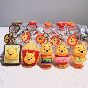 Brinquedo de descompressão animação dos desenhos animados chaveiro bonito urso saco charme casal dos desenhos animados silicone boneca requintado carro chaveiro