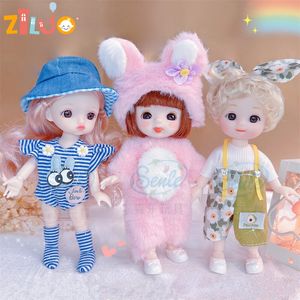 Dolls BJD for Girls 16cm Princess Dress Up 13 Movable Joints 3D Big Eyes Cute Children Toys Birthday Xmas Gifts 230427