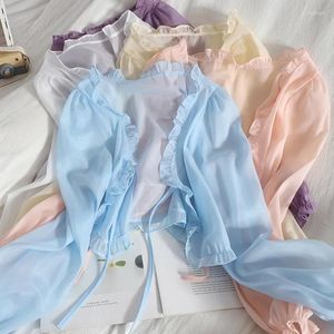 Women's Blouses Women Thin Coat Casual Lace Bow Summer Sun Protection Clothes Female Cardigan Shirt Clothing Tops Blouse For Woman Covers