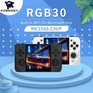 Портативные игровые плееры POWKIDDY RGB30 Retro Pocket 720 720 4-дюймовый Ips-экран Встроенный WIFI RK3566 Портативная консоль с открытым исходным кодом Детские подарки 231128