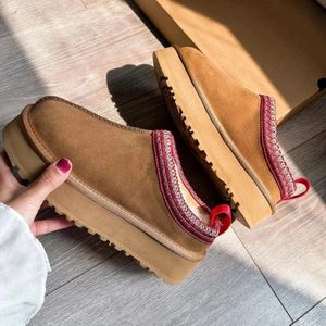 Designerin Tasman Slipper Australia Plattform Slipper Ug Tazz Schuhe ustralie gleitet flauschige Schaffell Fell echte Lederstiefel Klassische Marke Frauen außerhalb Slider