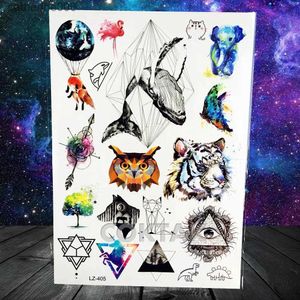 Tattoos Colored Drawing Stickers Fashion Space Temporary Tattoos For Kids Women Body Art Face Tatoos Realistic Fake Washable Geometric Flower Wolf Tattoo For MenL2