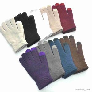 Children's Mittens New Winter Thicken Warm Gloves For Men Women Students Knitted Three Finger Touch Screen Mittens Outdoor Cycling Skiing Gloves R231128