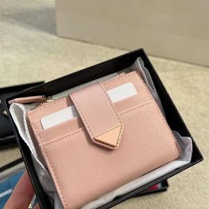 Genuine Leather wallet card holder purse mens wallets woman purses Note Compartment Zipper Pocket Mini Clutch Fashion Triangle 5A208a
