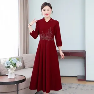 Повседневные платья Qipao 2023, осеннее свадебное платье для матери в китайском стиле, элегантное благородное женское улучшенное банкетное платье Cheongsam Z3555