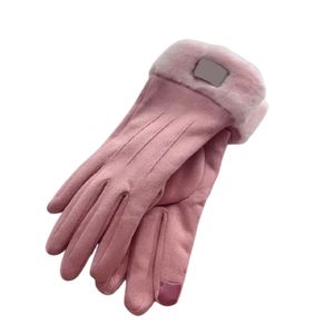 Brand Solid Color Winter Letter Gloves Knitted Warm Five Finger Gloves Men Women Candy Color Gloves Cute Student Glove 4 Colors UG01