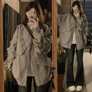 Kurtki damskie amerykańskie nieregularne solidne kolorowe marynarki dla mężczyzn i kobiet Y2K Street Fashion Trend Tooling Baseball Mundur Jacket 231128