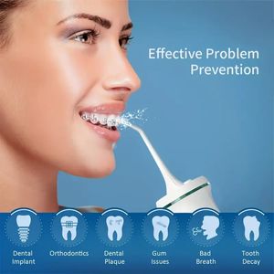 Dişler için 1pc Kablosuz Su Dental Flosser - Taşınabilir ve şarj edilebilir 350ml Oral Irrigator 4 Mod 4 Değiştirilebilir İpucu - IPX7 Su Geçirmez Güçlü Pil Ömrü