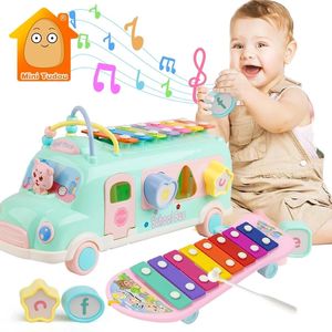 Keyboards Piano Kids Music Bus Toys Instrument Xylophone Lovely Beads Blocks Sorting Learning Educational Baby For Children 231127