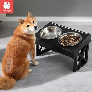 給餌キンプト犬ダブルボウルスタンド調整可能な高さペットスローフィーキングディッシュボウルミディアムビッグドッグ高犬用水餌板テーブル