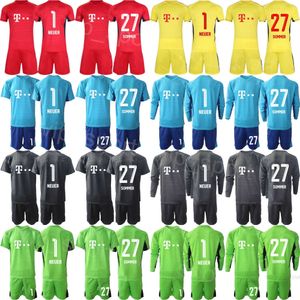 Vereinsmannschaft Männer Jugend Fußball Torwart Oliver Kahn Trikots Set 23-24 Langarm GK Sepp Maier Pfaff 1 Manuel Neuer 26 Sven Ulreich Fußballtrikot-Kits Torwart BaiRen