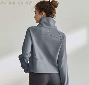 Designer Yoga Outwear Women's Half Zip Running Jacket Autumn and Winter Plush Sports Sweater Loose Warm Pullover S Women Black 23SS7939090
