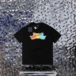 xinxinbuy Men designer Tee t shirt 23ss Paris Rainbow Letter print short sleeve cotton women Black white blue S-2XL