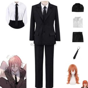 Anime kostymer anime motorsåg man ängel djävul anime cosplay kläder peruk svart djävul jägare svart kostym skjorta byxor kappa halloween party uniform zln231128