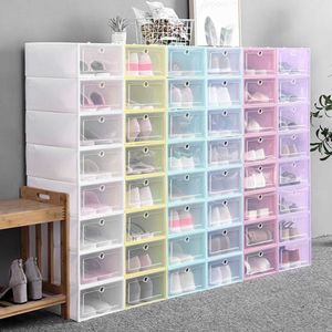 es Bins Stapelbare Regalschublade Transparenter Kunststoff Schuhfaltkombination Clamshell Box New Home Storage W0428