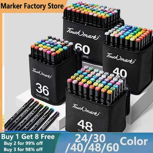 Double-Headed studio series brush pen Set with Oily Marker - Ideal for Art, Manga, and Stationery - Available in 30/36/40/60 Colors - Perfect for Children, Office, School, Students - P230427