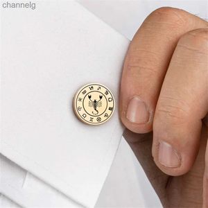 Manşet bağlantıları Modaya uygun on iki takımyıldızlar kolklinkler paslanmaz çelik akrep manşetler erkek gömlek takım düğmesi aksesuarları en iyi adam mücevher hediyesi yq231128