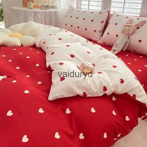 Sängkläder sätter rött hjärta set barn tonårstecknad täcke täcke täcke fodral lakan kung drottning tvilling full linne 3/4 st hem textilevaiduryd