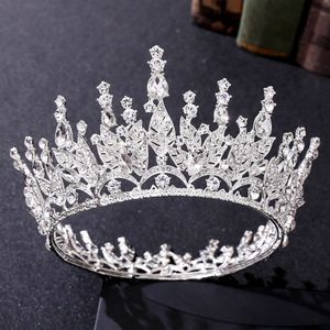 New Bride Jewelry Baroque Alloy Diamond Round Crown Large Full Crown Crown Car Model Stage Evening Wedding Accessories