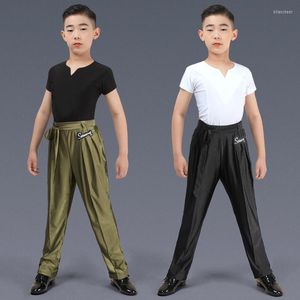 Stage Wear Latin Dance Shirt Boys High Collar Mid-Sleeve Practice Clothing Competition Tops Cha Rumba Ballroom Tango