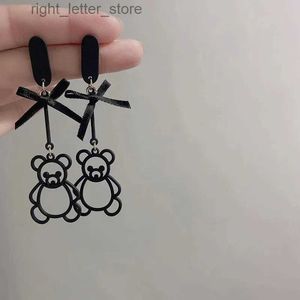 Stud Black Resin Cute Cartoon Animal Bear Drop Dangle Brincos para Mulheres Trendy Goth Pins Brinco Jóias YQ231128