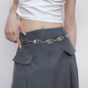 2024 Retro Deisel Letter Metal Chain chain female symily girl reals belt reponsile decoration with pants skirt bants pants y2k silver حزام 021