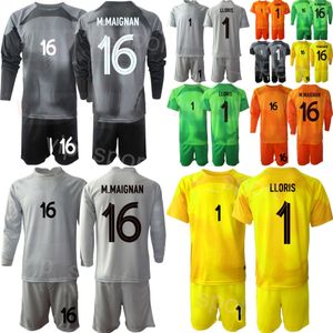 Seleção Nacional 22/23 Homem Francês GK Peyraud Magnin Jersey Conjunto de Futebol Goleiro Manga Longa Hugo Lloris Steve Mandanda Alphonse Areola Mike Maignan Camisa de Futebol