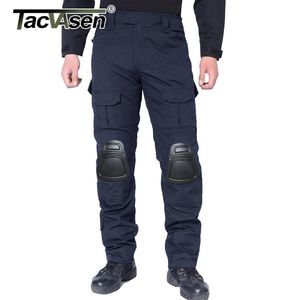 Pants Tacvasen Tactical Solid Combat Pants with Knee Pads Mens Solider Training Airsoft Pants Army Military Cs Paintball Trousers