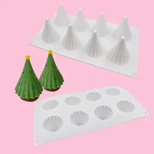 Baking Moulds 8 Cavity Christmas Tree Shaped Silicone Cake Mold Cookies 3D Tools Decoration Kitchen Accessories