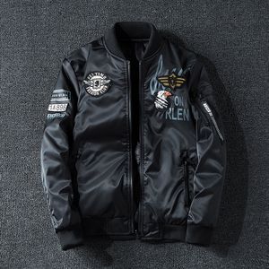 Nowy męski płaszcz bombowy mężczyzna oba strony noszą haft haftowy 7xl Casual Pilot Jacket Streetwear Men Brand Ubranie AYB3 S-7XL