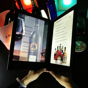 10pcs LED menü kitabı Işık A4 Pu Deri Sipariş Çift Sayfa Mesaj Listesi Lamba Restoran Bar Bira Masaüstü Ekran Dekorasyon