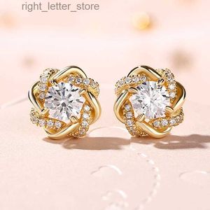 Stud Huitan Abbagliante Cerchio Intorno Design Colore oro Orecchini a lobo per le donne Brillante Cubic Zirconia Temperamento Gioielli dolci YQ231128