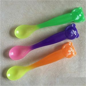 Cups, Dishes & Utensils Baby Feeding Utensils Spoon Pp Material Household Temperature Change Color Cartoon Animal Shape Spoons Cups Di Dhw9E