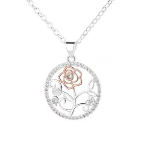 Collana con ciondolo a forma di fiore cavo per donna Colore argento Catena clavicola Regalo di anniversario Accessori per gioielli Donna