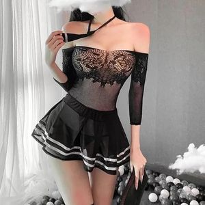 Sexig uppsättning Sexig underkläder fisknät kroppsstockning kvinnor öppna gren underkläder erotisk klänning bodysuit exotiska babydolls klänningar förför backless 231128