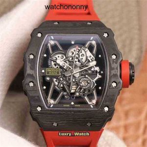 デザイナーri mlies luxury watchsリストウォッチメンズラファエルメカニクスメンズウォッチナダルスケルトンダイヤルntpt whole carbon fiber自動機械式メカニカルブルーレッドラバーs