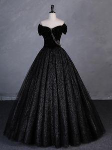 black sequined velvet&veil rococo princess vintage theme costume rococo court ball gown Medieval dress Renaissance Royal victoria can customize size