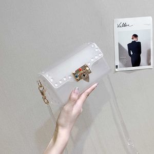 Luxury Leather Valentin Handbag Jelly female new foreign style summer transparent fashion Korean version simple small square Messenger single shoulder XFB53