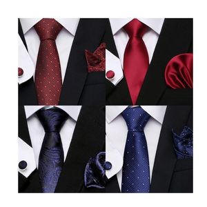 Neck Ties High Grade Woven Silk Tie Handkerchief Pocket Squares Cufflink Set Tie Clip Necktie Orange Paisley Male Fit Wedding 231127