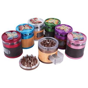 Rauchen Bunte Schmetterling Aluminiumlegierung 63 MM Tragbare Schublade Kraut Tabak Grind Spice Miller Grinder Crusher Grinding Gehackte Hand Muller Zigarettenspitze